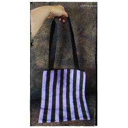 tote bag : rayures violet/noir doublé