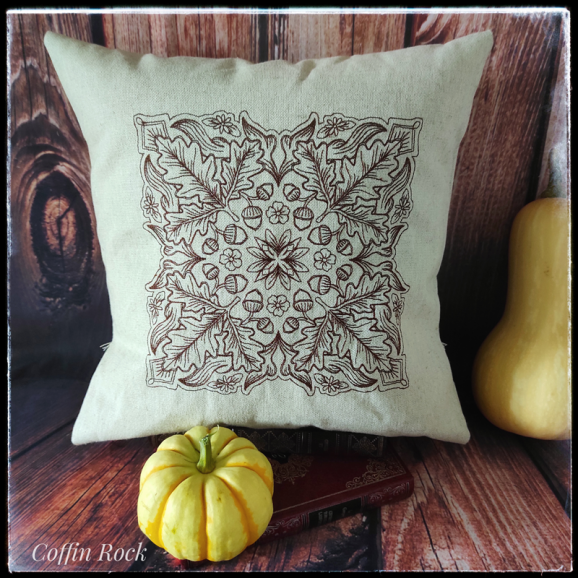 housse de coussin glands et feuilles de chêne géométrique