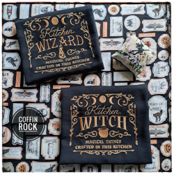Torchon noir Kitchen Witch