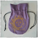 Embroidered sun and moon purse