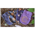 Embroidered sun and moon purse