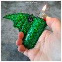 étui à briquet - bat - vert à écailles