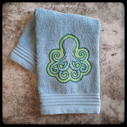 Serviette brodée octopus