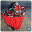 crânes fleuris rouge - serviette à cheveux