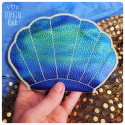 porte-feuille coquillage bleu irisé