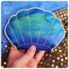 porte-feuille coquillage bleu irisé