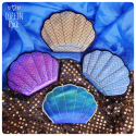 porte-feuille coquillage bleu irisé
