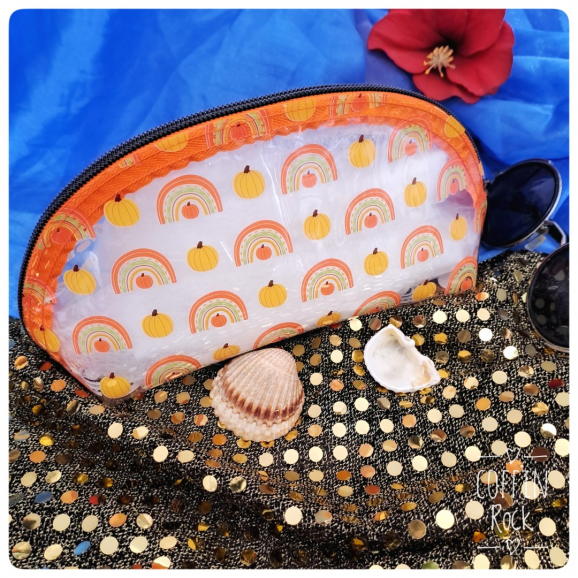 pochette demi lune - citrouilles arc-en-ciel