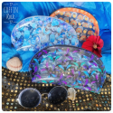 pochette demi lune - citrouilles arc-en-ciel