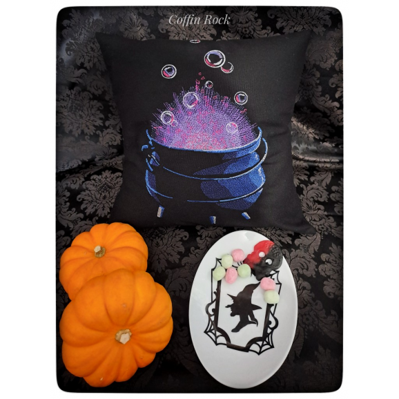 Coussin chaudron bouillon violet