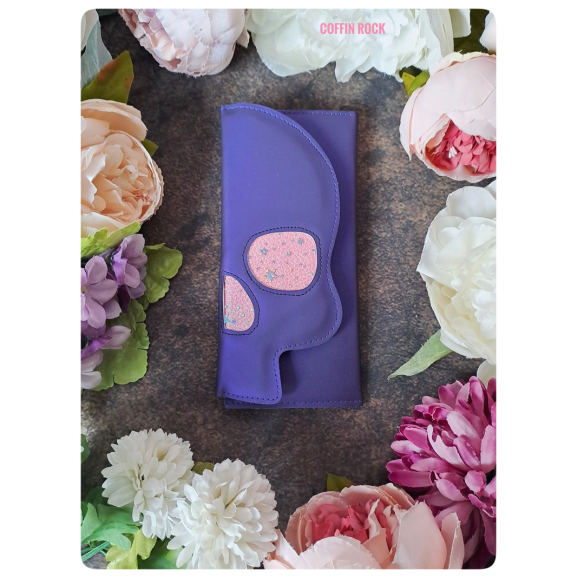 violet irisée - porte-feuille crâne rectangle