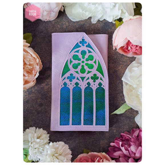 portefeuille cathédrale pastel violet