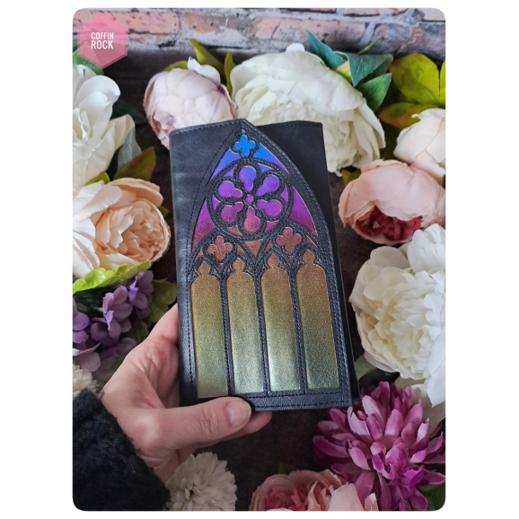 portefeuille cathédrale vitrail coloré