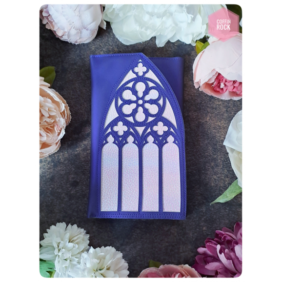 portefeuille cathédrale violet irisé
