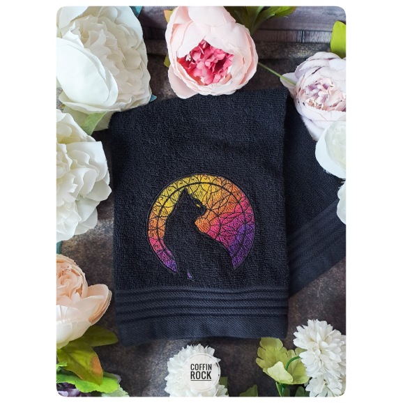 Vitrail couleur chaude - Serviette brodée