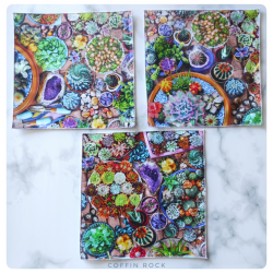 succulentes et cristaux : mouchoirs en coton
